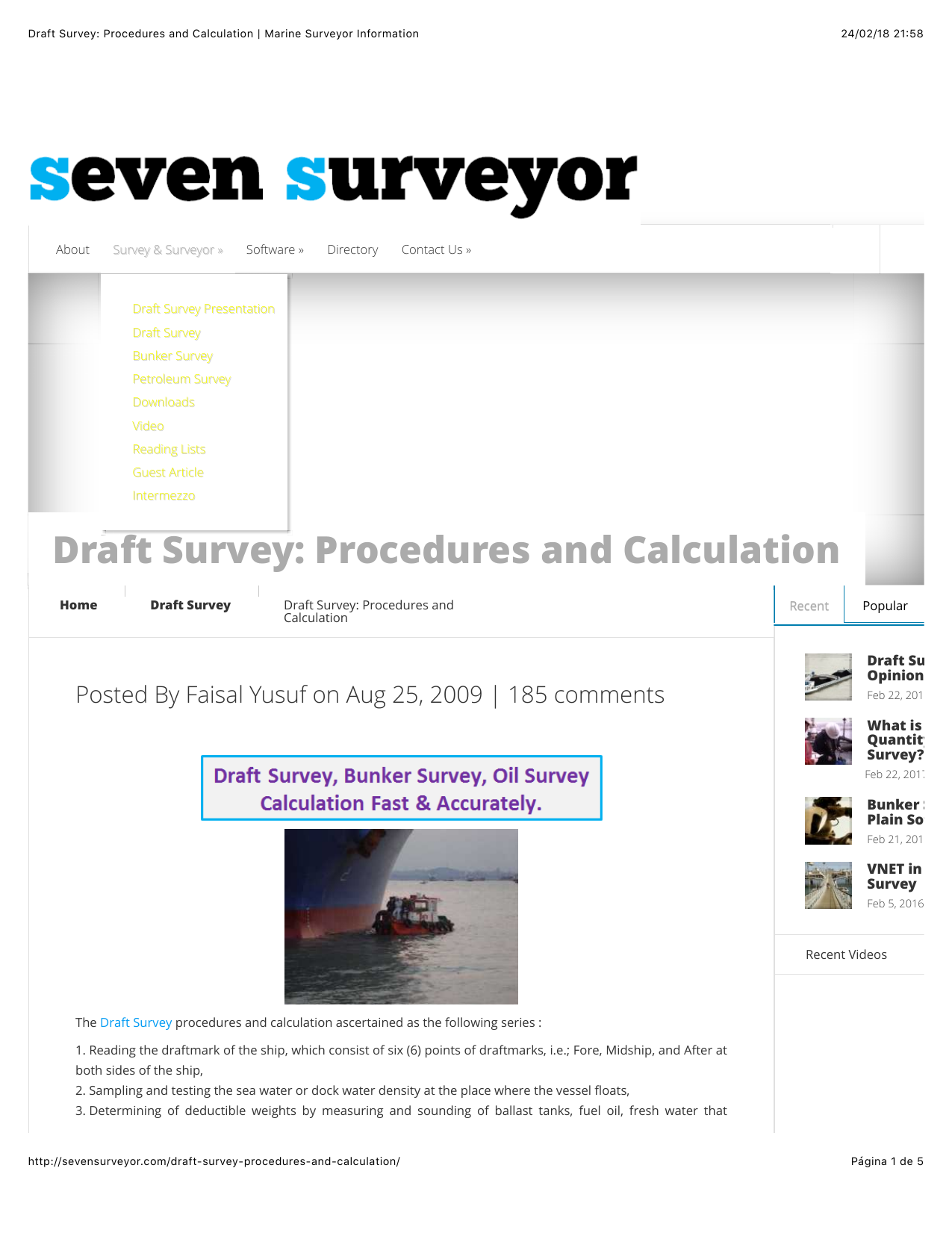bunker survey calculation software